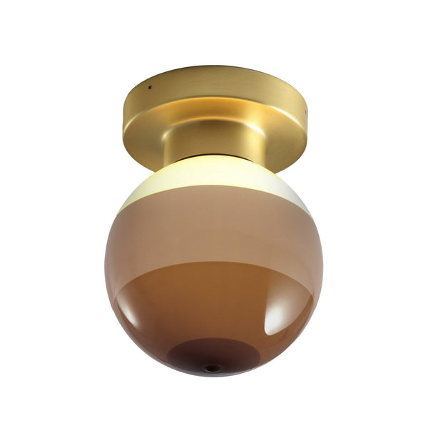 Applique murale LED Dipping Light A2 en verre, marron et laiton, Ø 12,5 cm