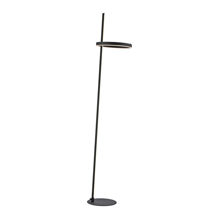 Vue de trois quarts du lampadaire, dessous de l'anneau éclairé.