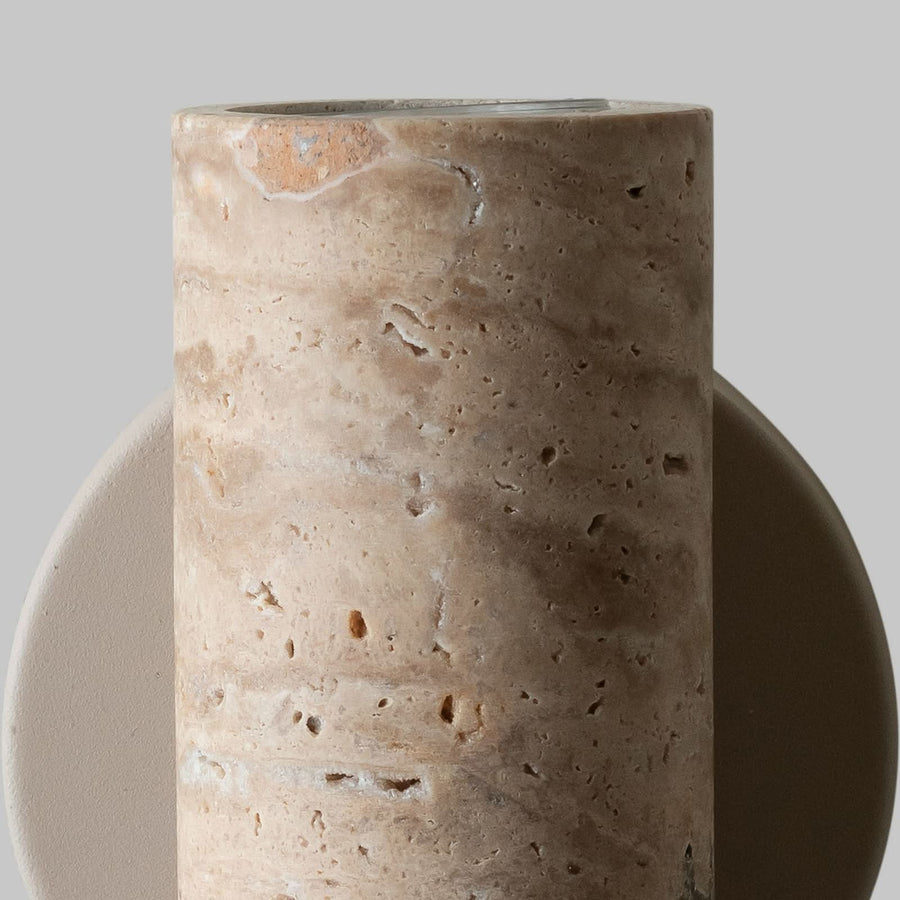 Applique murale Tivoli en pierre, sable, 2 lumières, Ø 9,5 cm