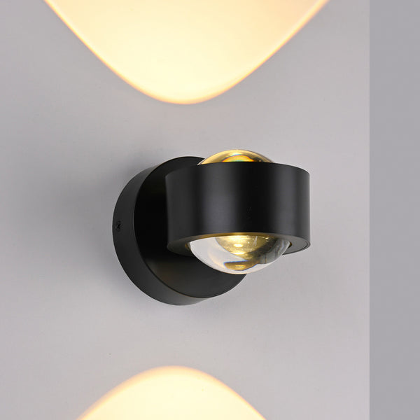 Applique murale LED Chia en verre, noir, 2 lumières, hauteur 9,3 cm