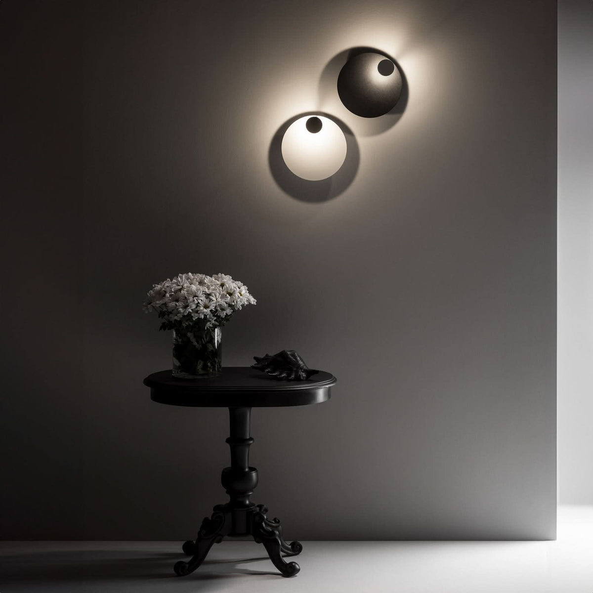Applique murale LED Pois en acier, blanc et noir, Ø 25 cm