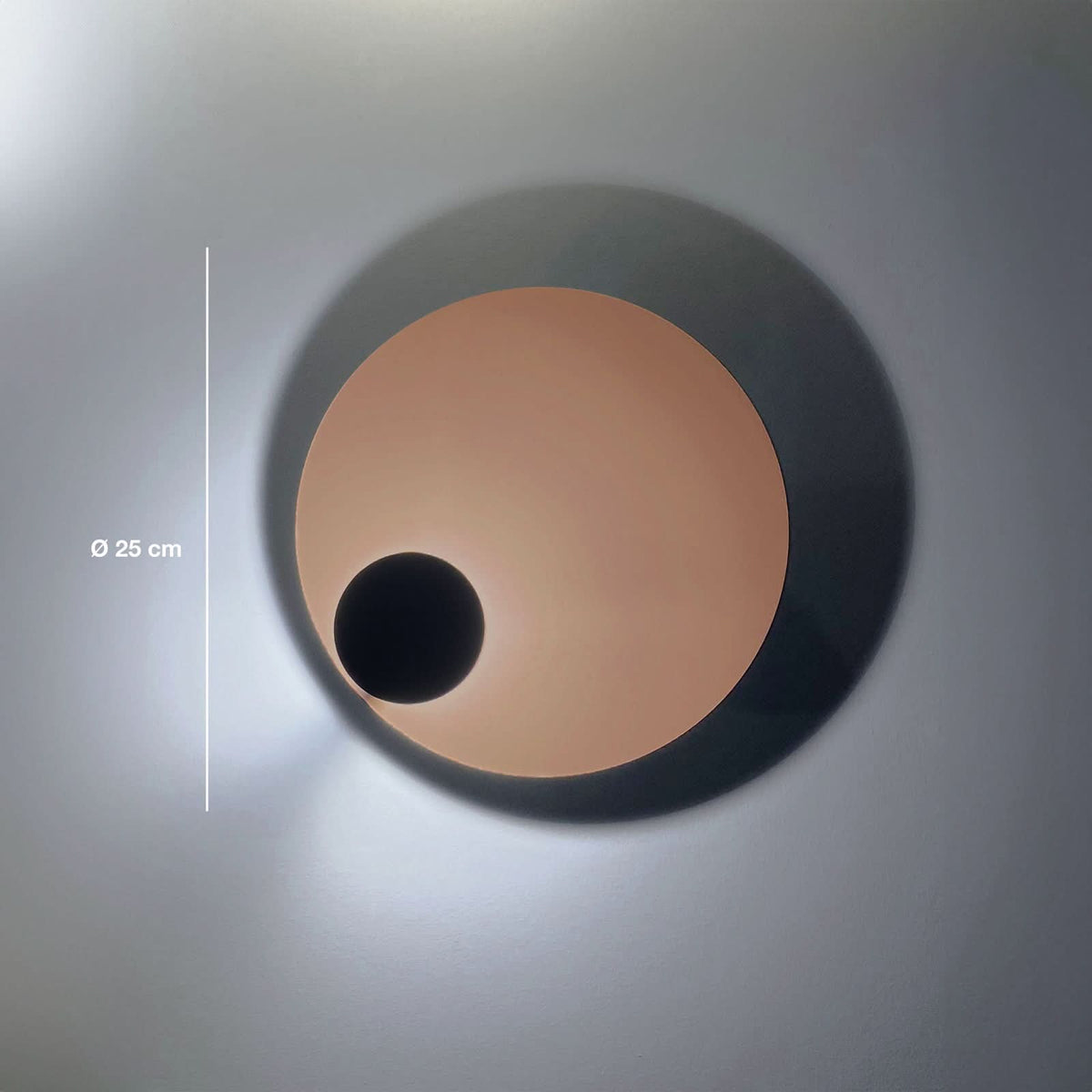 Applique murale LED Pois en acier, vieux rose et noir, Ø 25 cm