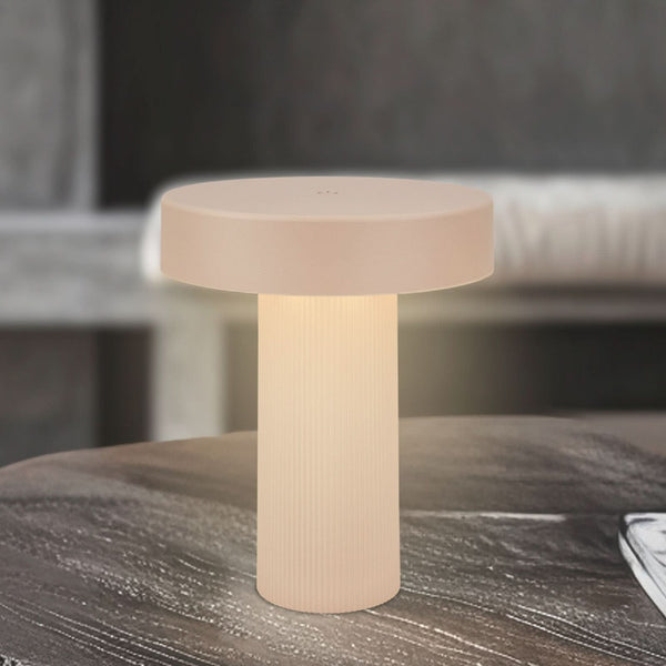 Lampe à poser d'extérieur LED rechargeable Bito en métal, beige, Ø 16 cm, IP44
