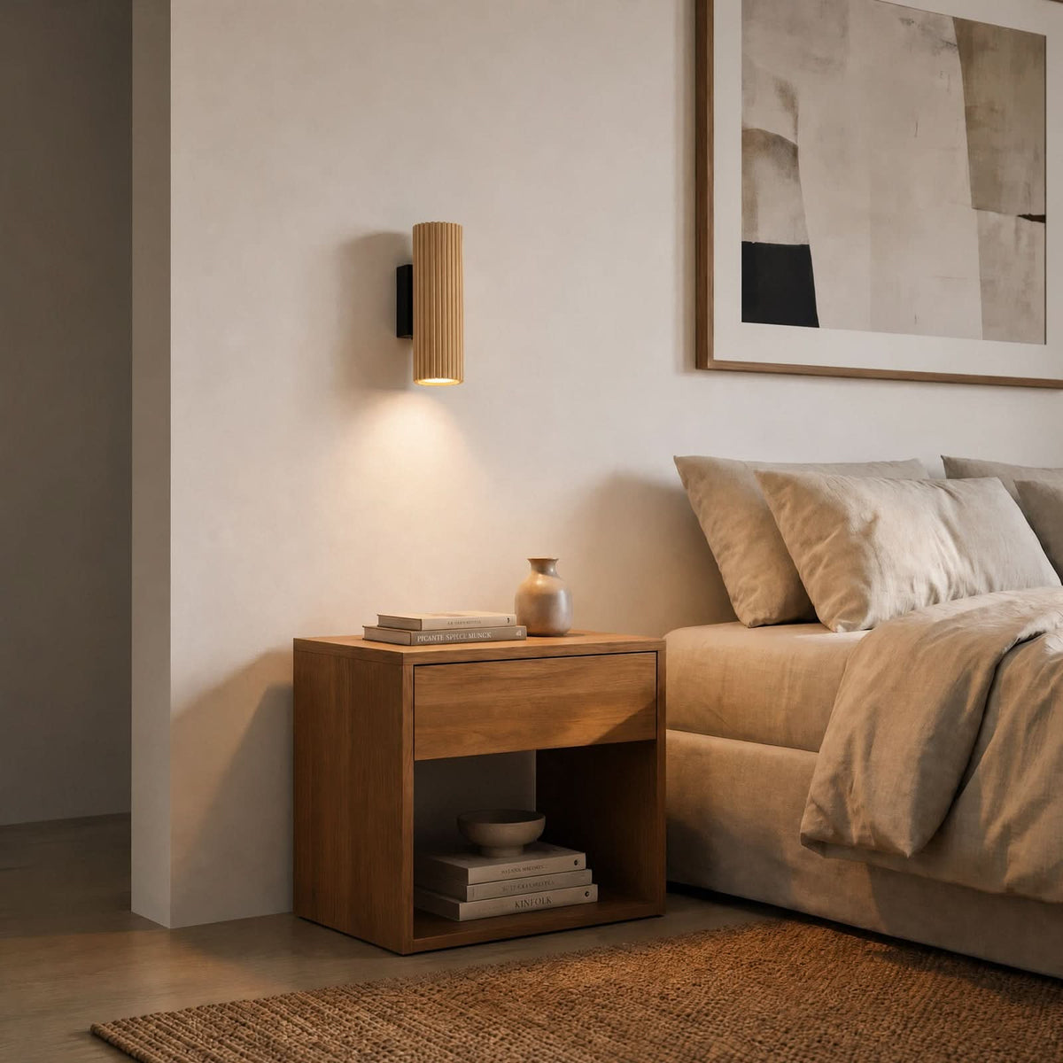 Applique murale Stralino en bois, noir, 2 lumières, hauteur 22 cm