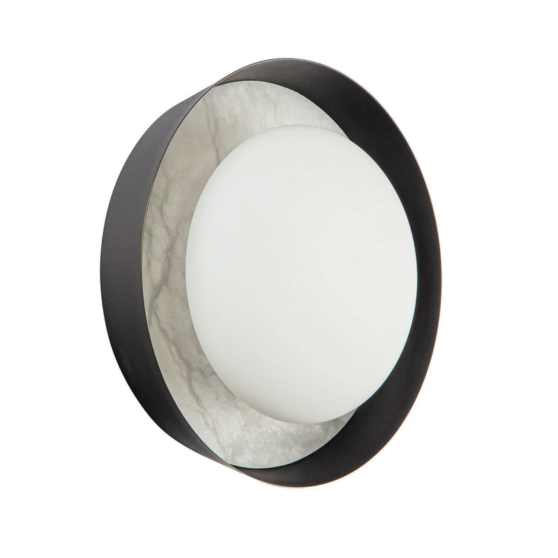Applique murale LED Alonso en verre, bronze et blanc satiné, Ø 21,6 cm