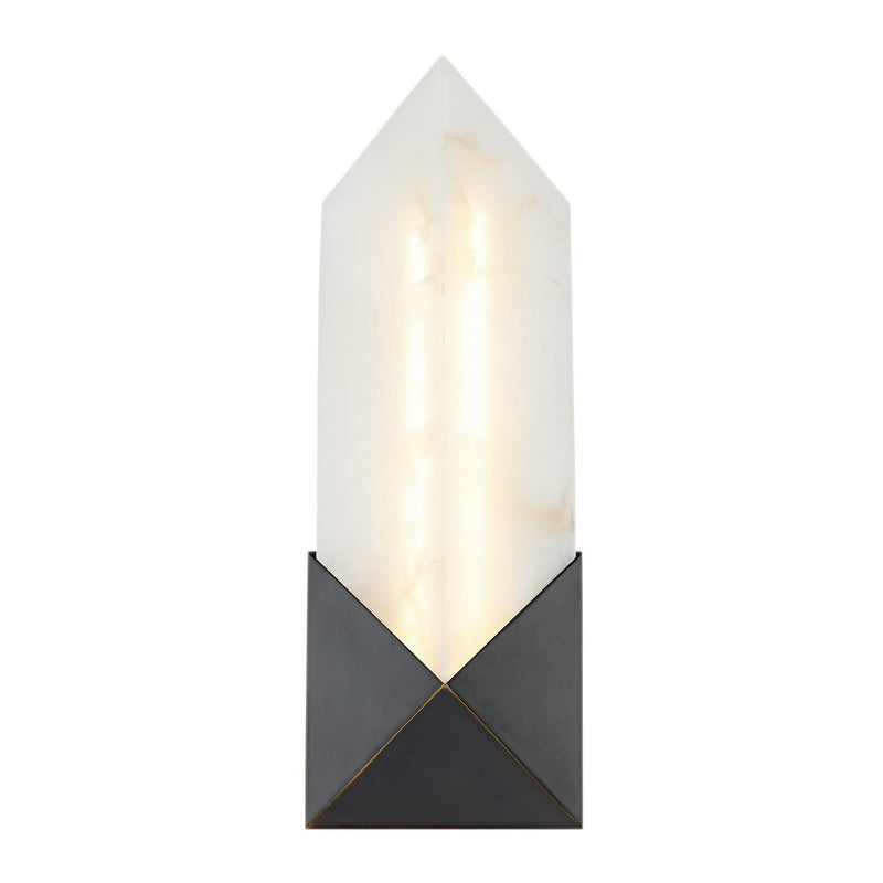Applique murale LED Caesar en acier, bronze et crème marbré, hauteur 30,5 cm