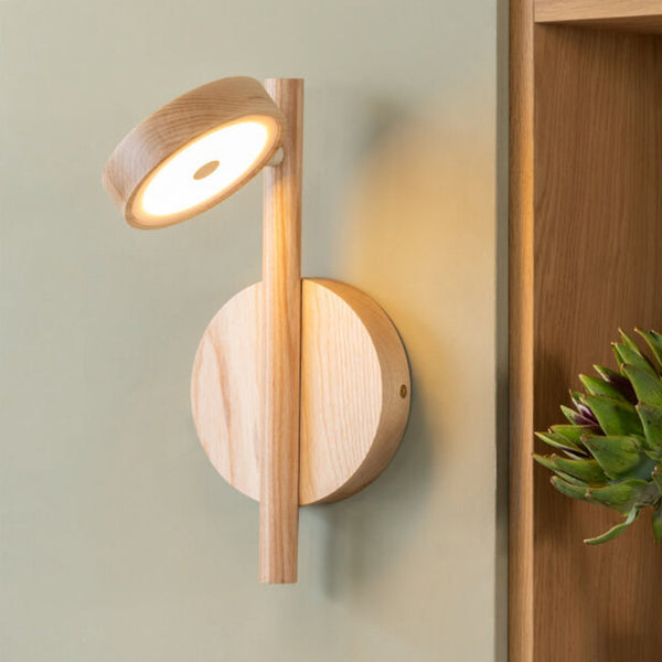 Applique murale LED Okinawa en bois, frêne, hauteur 33 cm