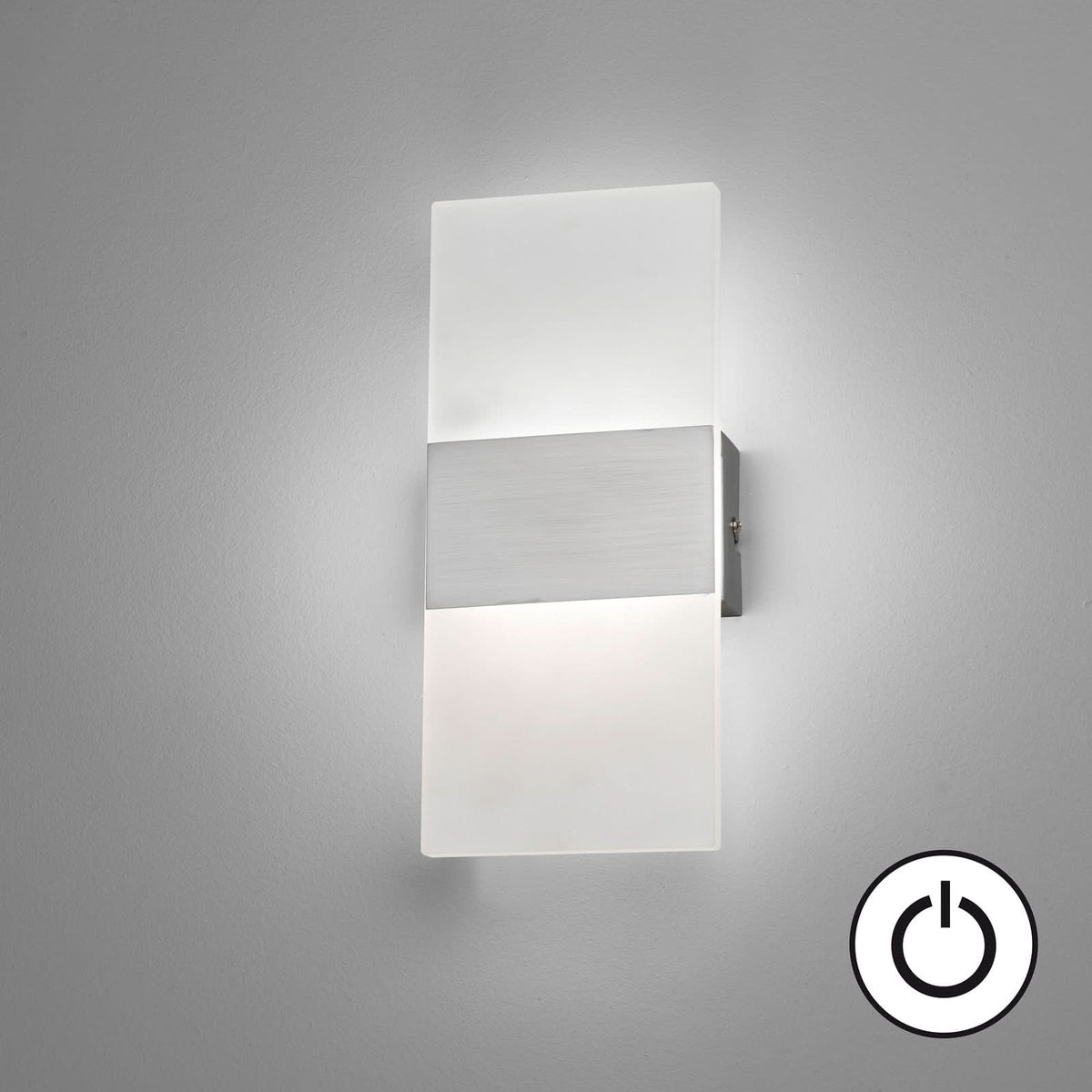 Applique murale LED Foder en métal, nickel, hauteur 27 cm