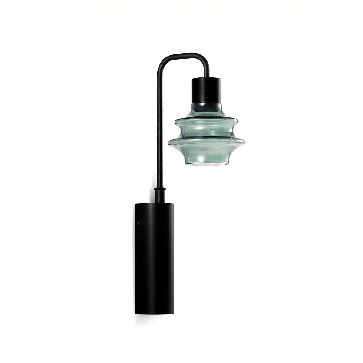 Applique murale LED Drop A/02 en verre, noir et vert teinté, hauteur 35,5 cm
