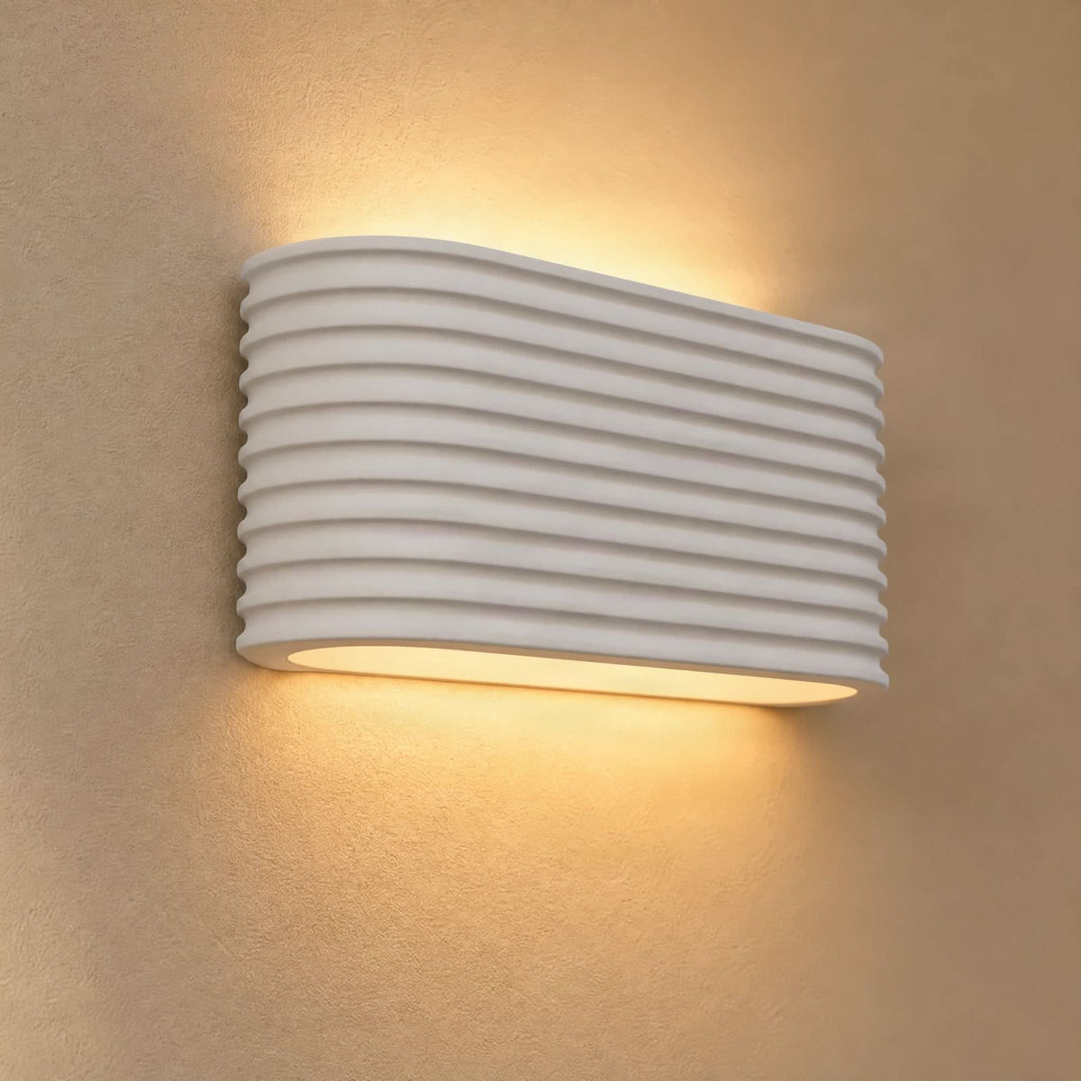 Applique murale Jurupa en plâtre, blanc, 2 lumières, hauteur 12 cm