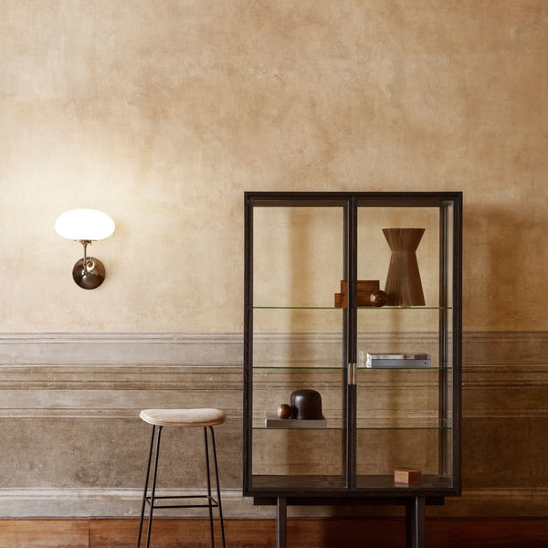 Applique murale Stemlite en verre, noir chromé et blanc, Ø 32 cm