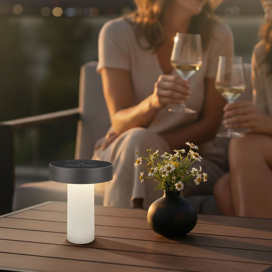 Lampe solaire d'extérieur LED Poga, blanc et anthracite, Ø 16 cm, IP44