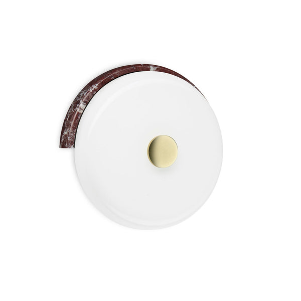 Applique murale LED Trip en verre, rouge foncé marbré et blanc brillant, hauteur 19 cm