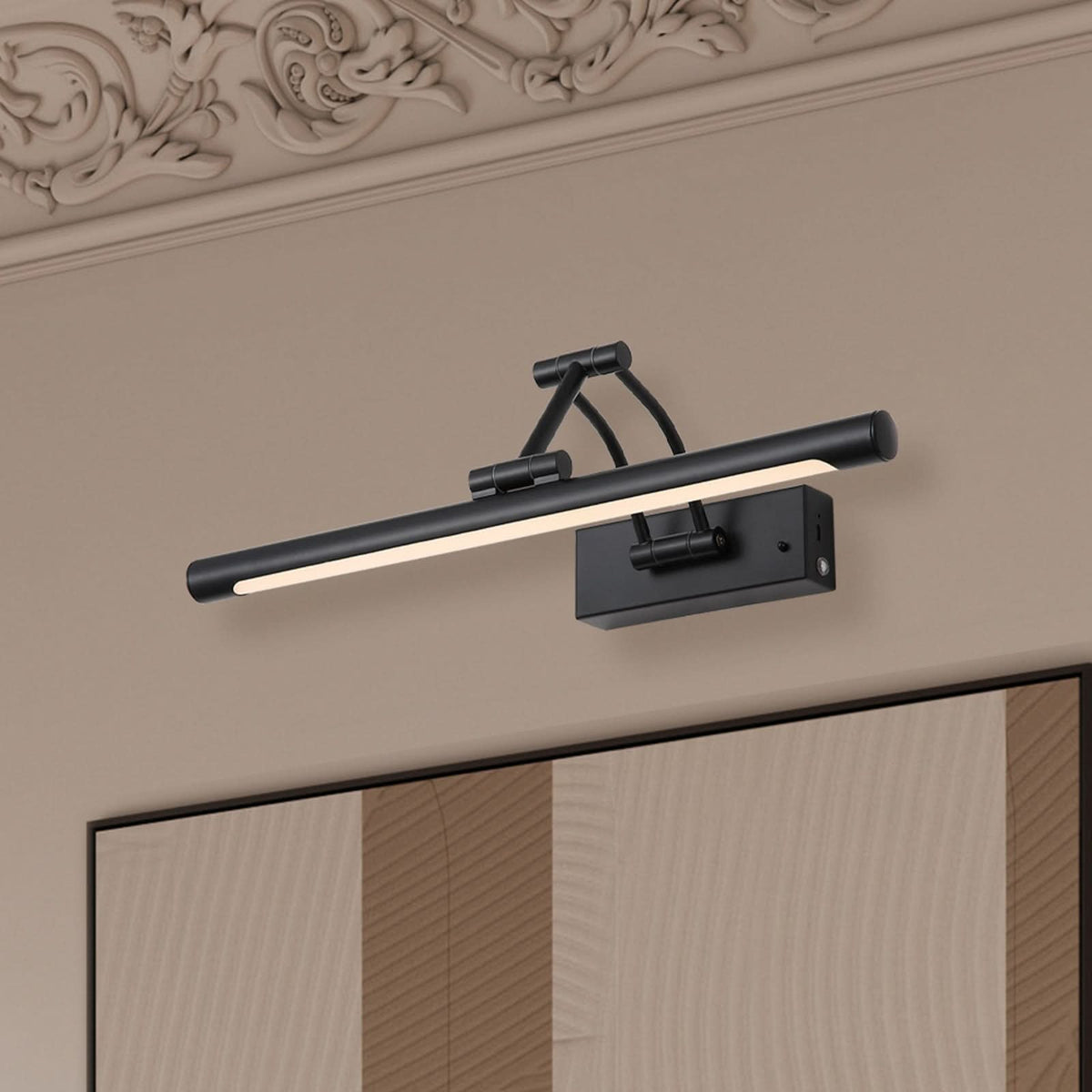 Applique murale LED rechargeable Herron en acier, noir mat et blanc, hauteur 5,5 cm