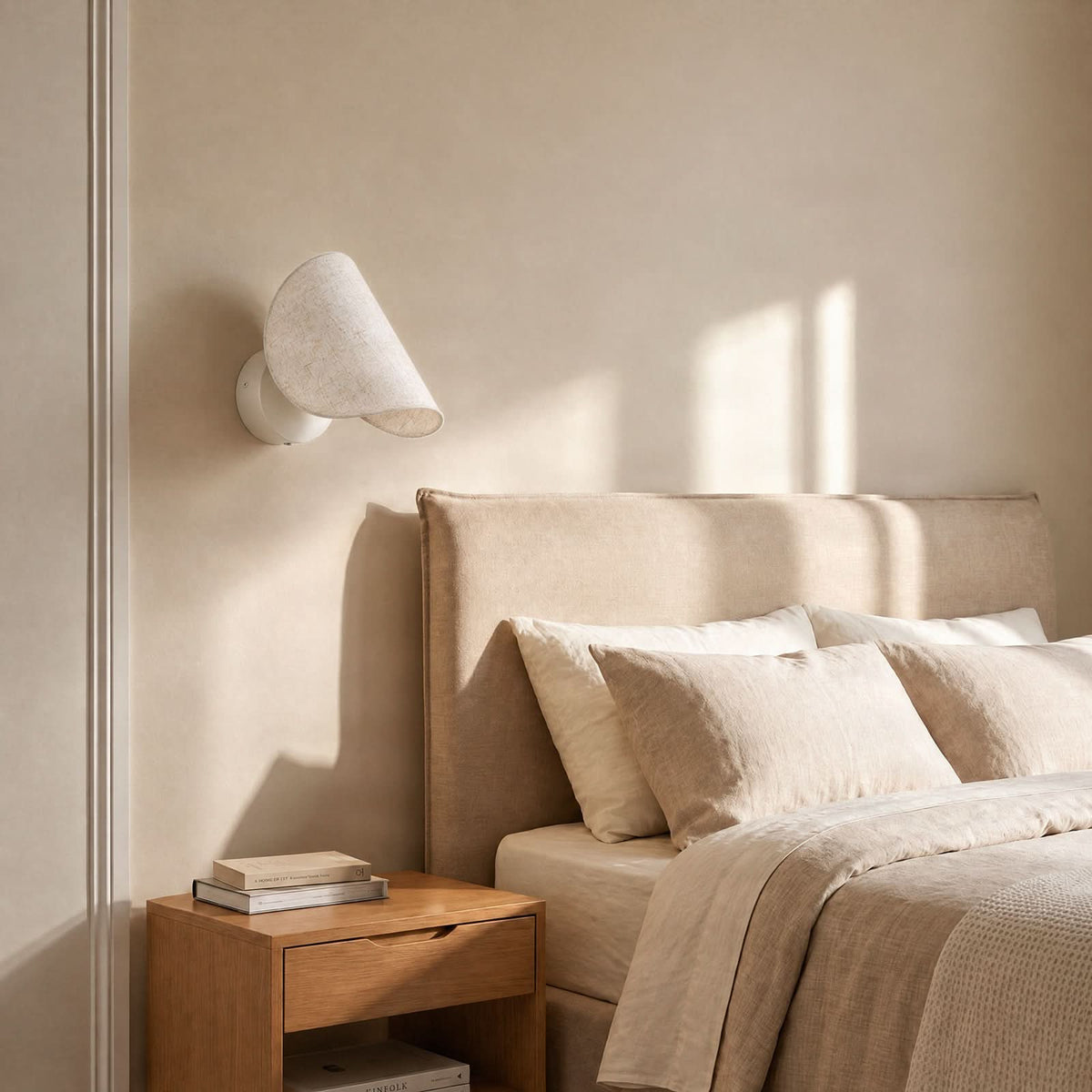 Applique murale LED Tamani en verre, beige et blanc, hauteur 27 cm