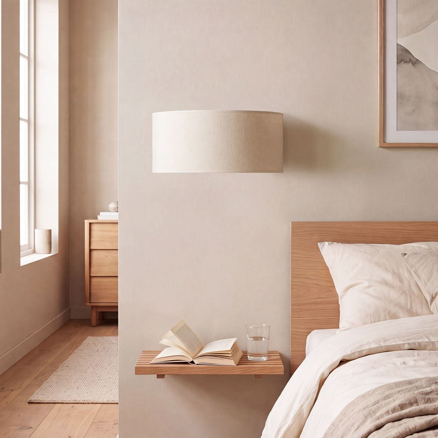 Applique murale Nature en tissu, crème, 2 lumières, hauteur 16 cm