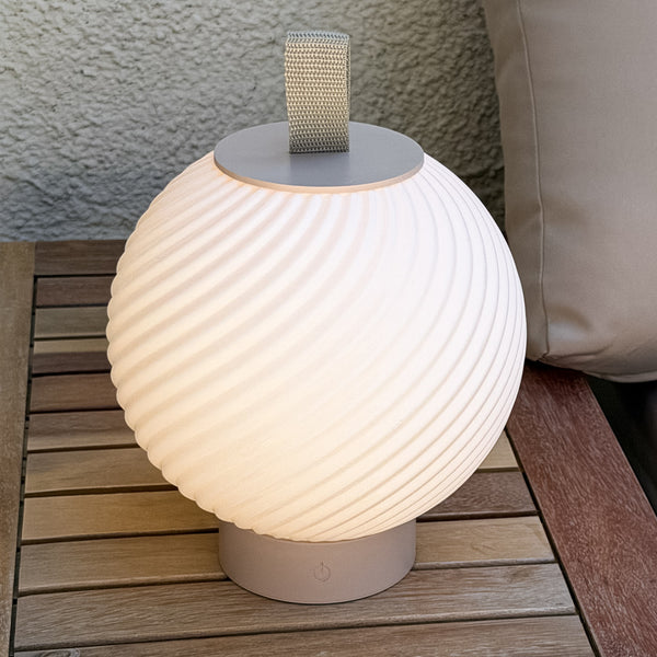 Lampe à poser d'extérieur LED Brilo, beige et blanc, Ø 18 cm, IP44