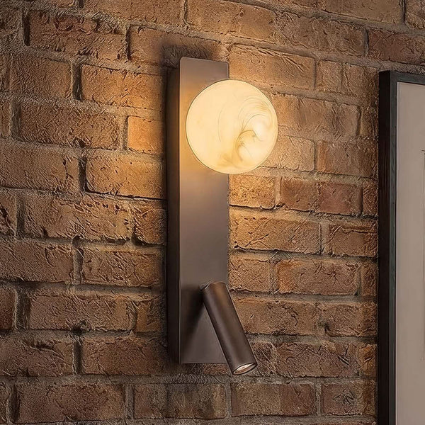 Applique murale Carrara en verre, marron et crème marbré, 2 lumières, hauteur 30 cm