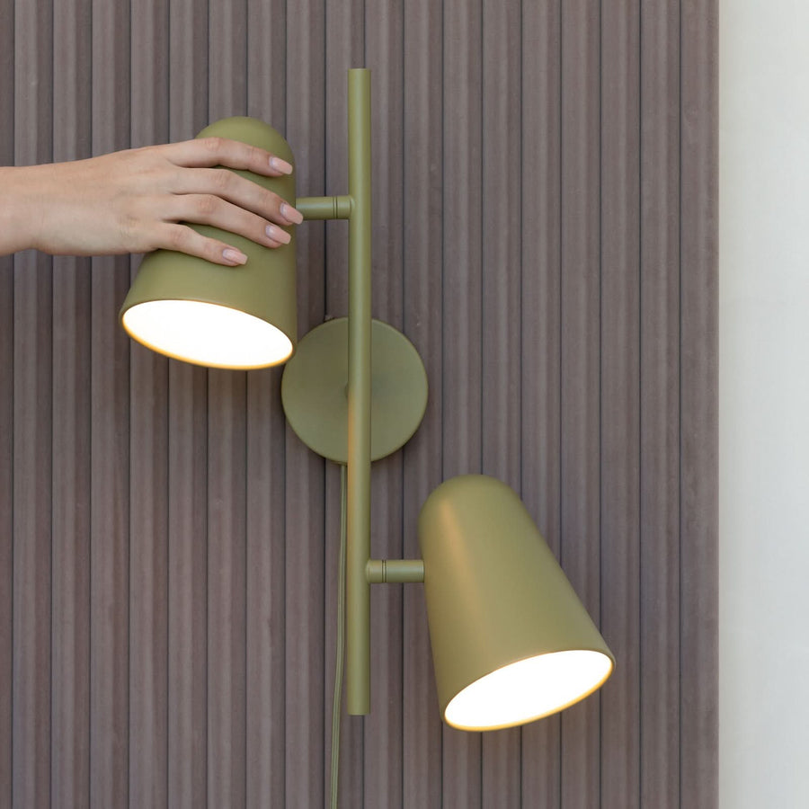 Applique murale Salamanca en métal, vert, 2 lumières, hauteur 43 cm