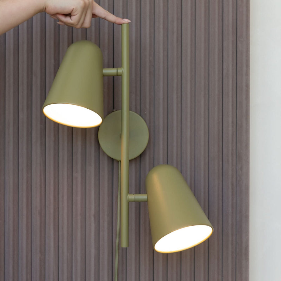 Applique murale Salamanca en métal, vert, 2 lumières, hauteur 43 cm