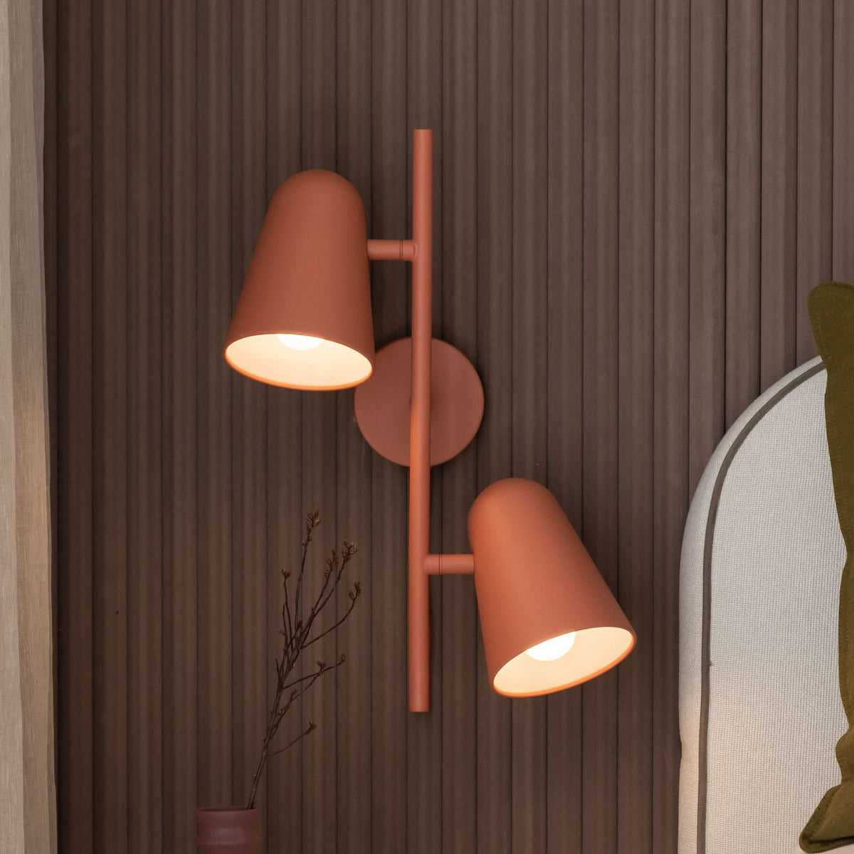 Applique murale Salamanca en métal, terracotta, 2 lumières, hauteur 43 cm