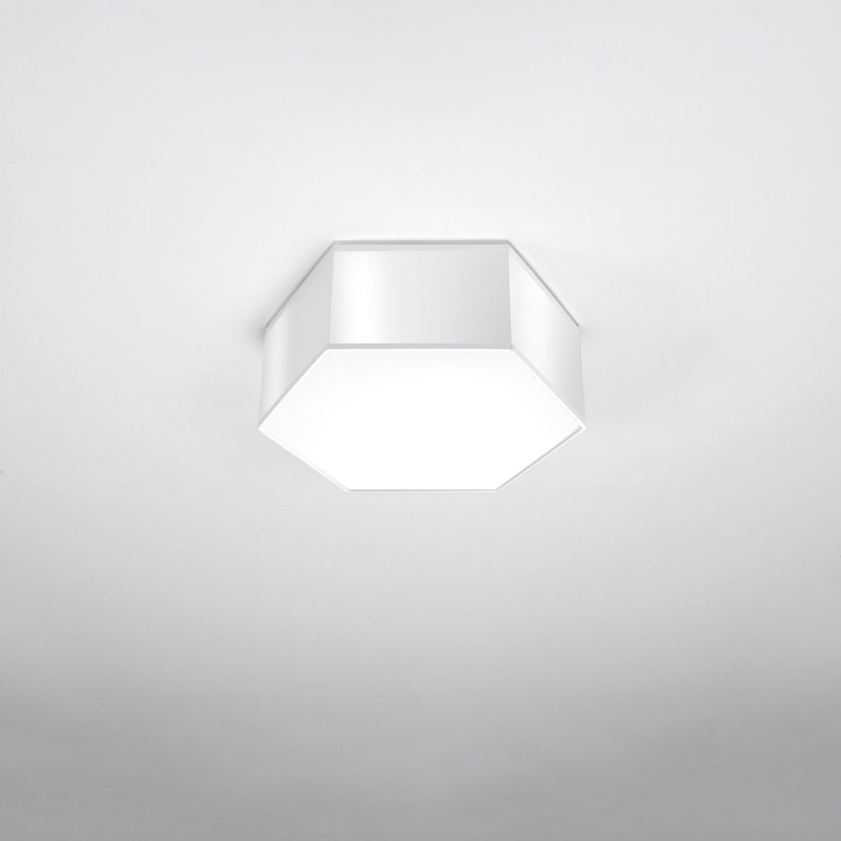 Module hexagonal seul fixé au plafond, légèrement en contre-plongée