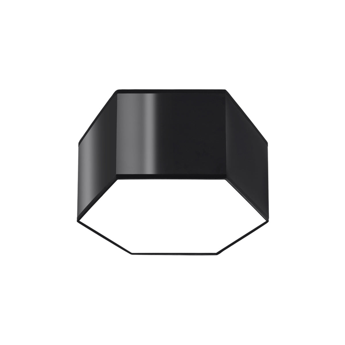Module hexagonal noir seul, présenté de face sur fond blanc