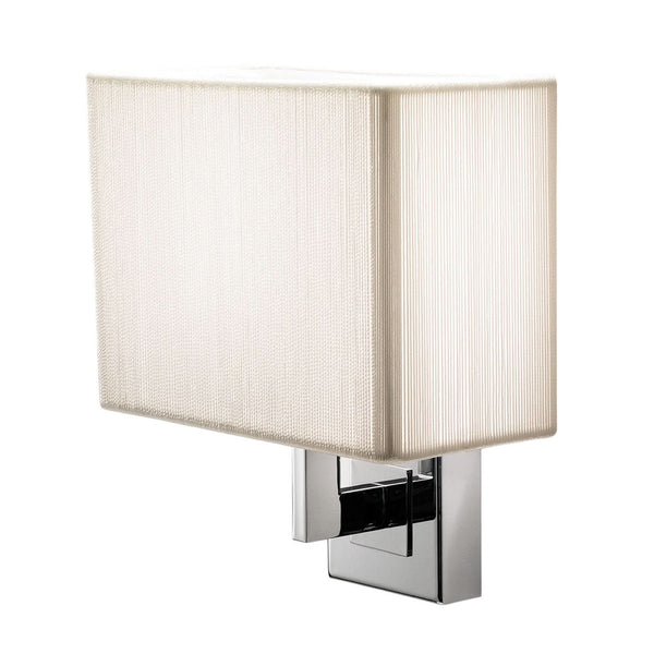 Applique murale Axolight Clavius en tissu, blanc et chrome, hauteur 23 cm