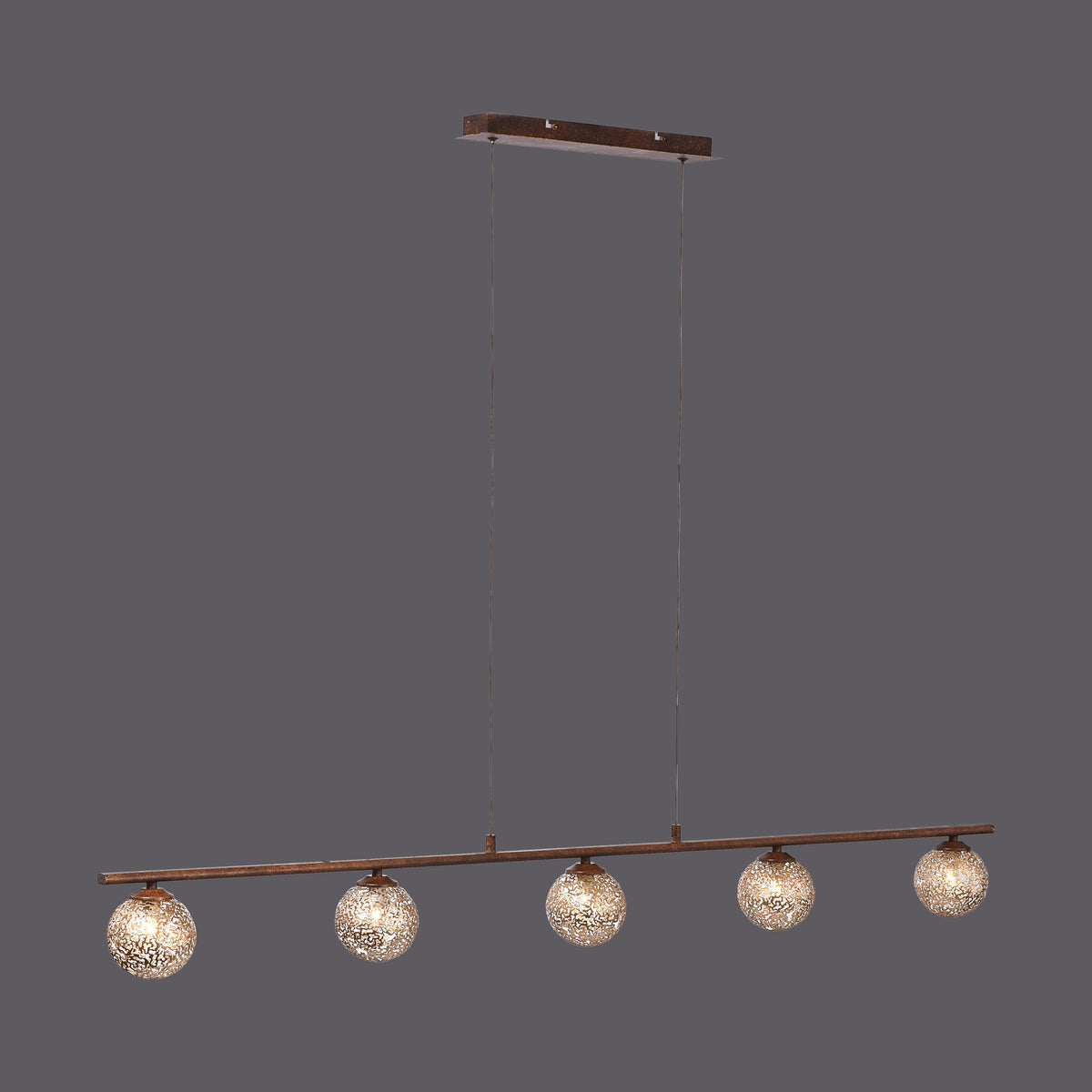 Suspension Greta 5 lumières marron et dorée