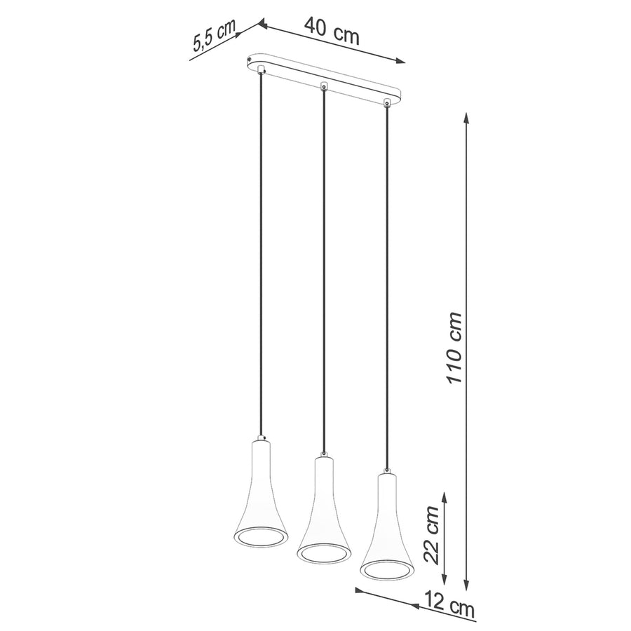 Schéma coté : largeur 40 cm, hauteur 110 cm, abat-jour 22 cm.