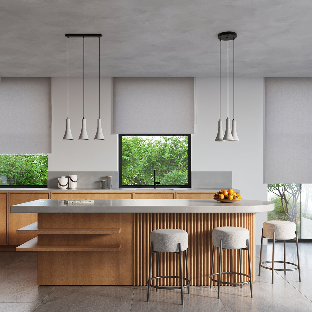 Lampe suspendue REA 3L béton