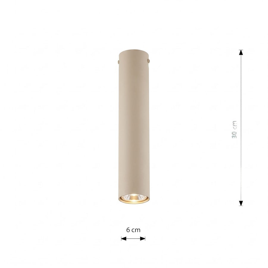 Schéma coté du luminaire : hauteur 30 cm et diamètre 6 cm indiqués