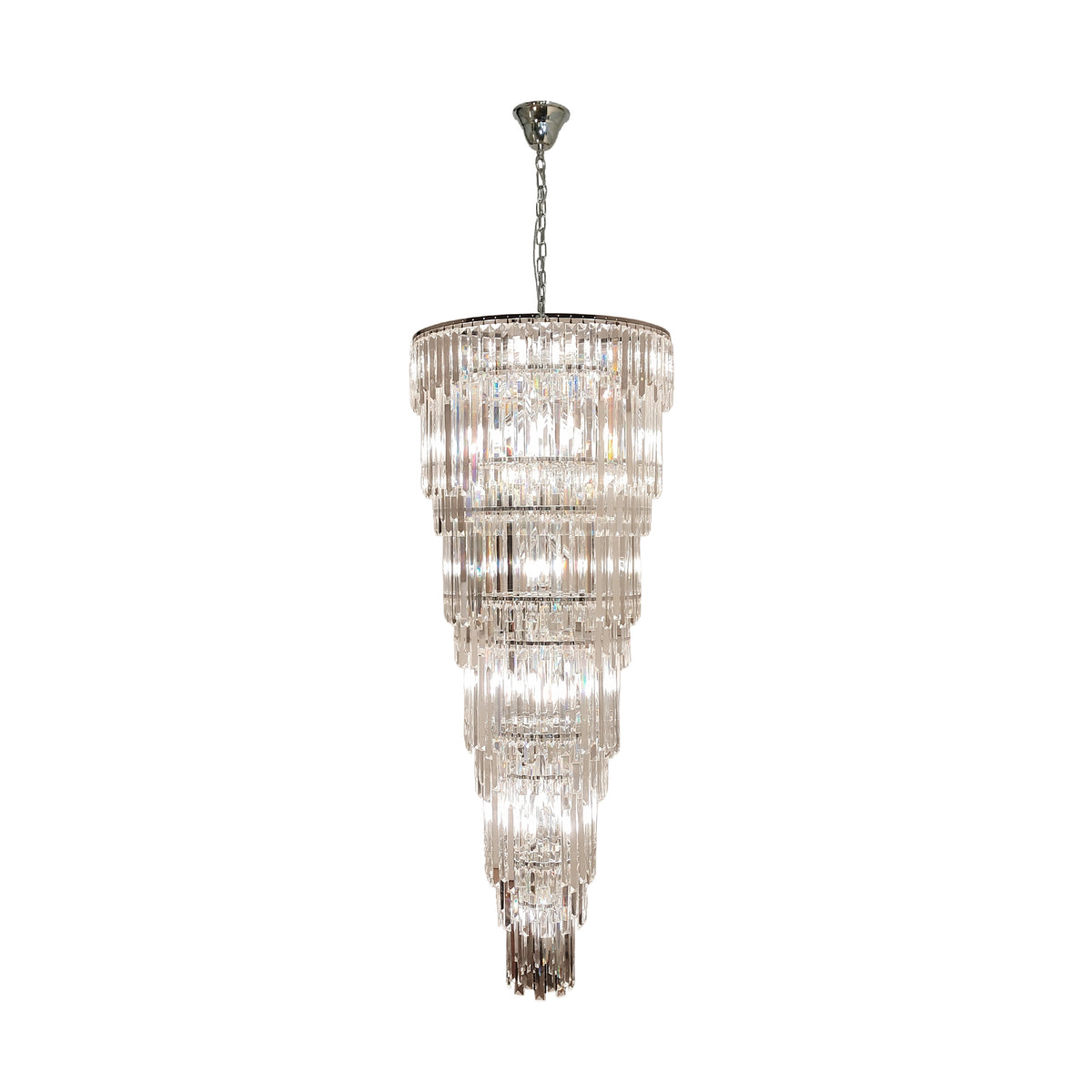 Suspension Luxe chromée, verre, L 61 cm