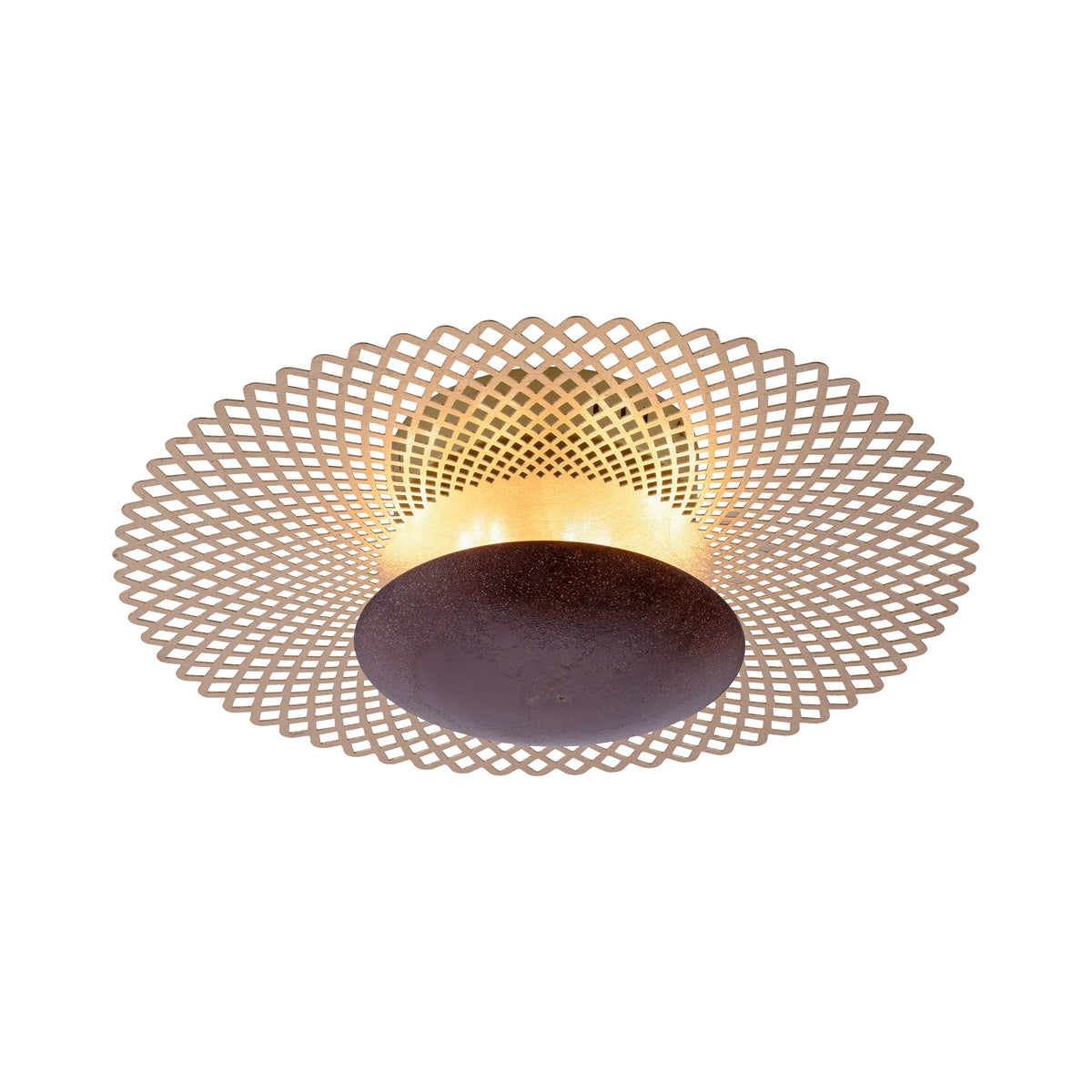 Plafonnier Nevis rouille et doré, L 45 cm