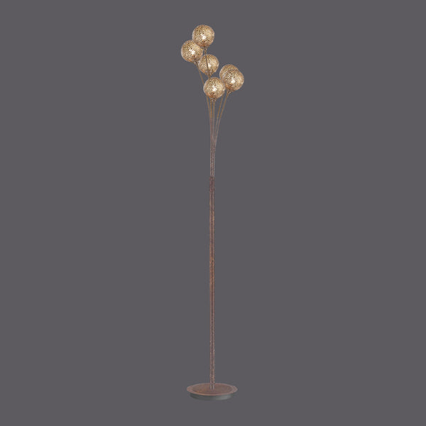 Lampadaire Greta 6 lumières rouille et doré