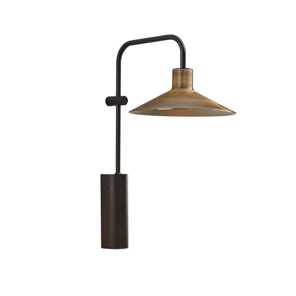 Applique murale Platet A02 E14 en laiton, noir, hauteur 40 cm