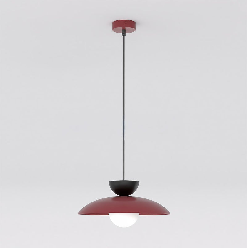 Suspension Mulan bordeaux et noire, verre blanc