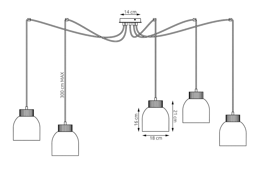 Suspension Kru 5 lumières blanche, bois