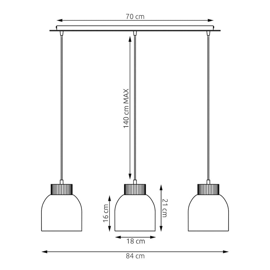Suspension Vigo 3 lumières beige, bois