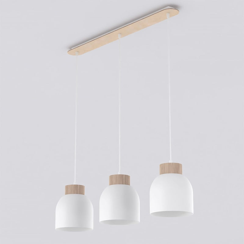 Suspension Vigo 3 lumières blanche, bois