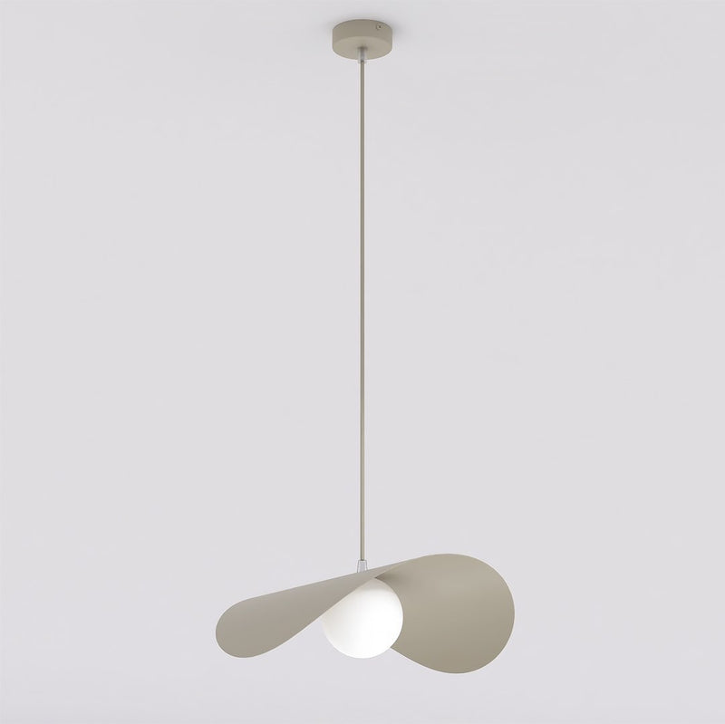 Suspension Ritual beige, verre blanc, H 40 cm