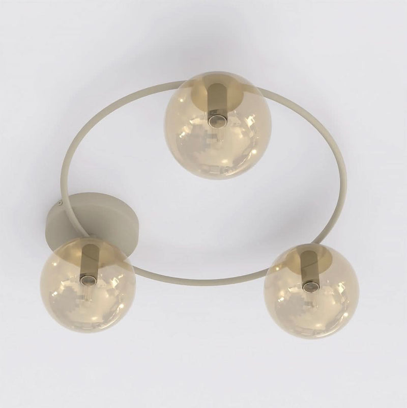 Plafonnier Sopra 3 lumières beige, verre ambré