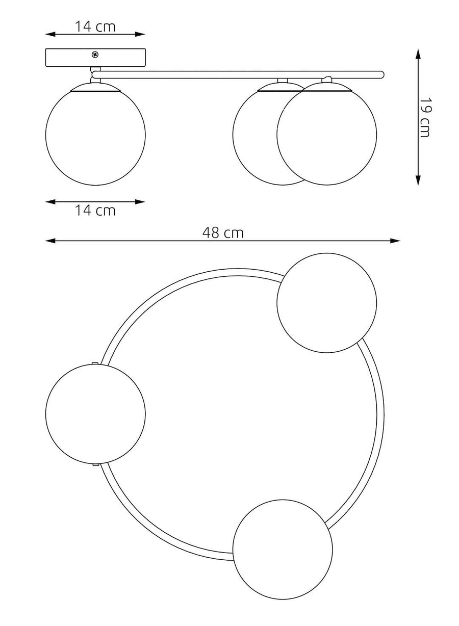 Plafonnier Sopra 3 lumières beige, verre ambré