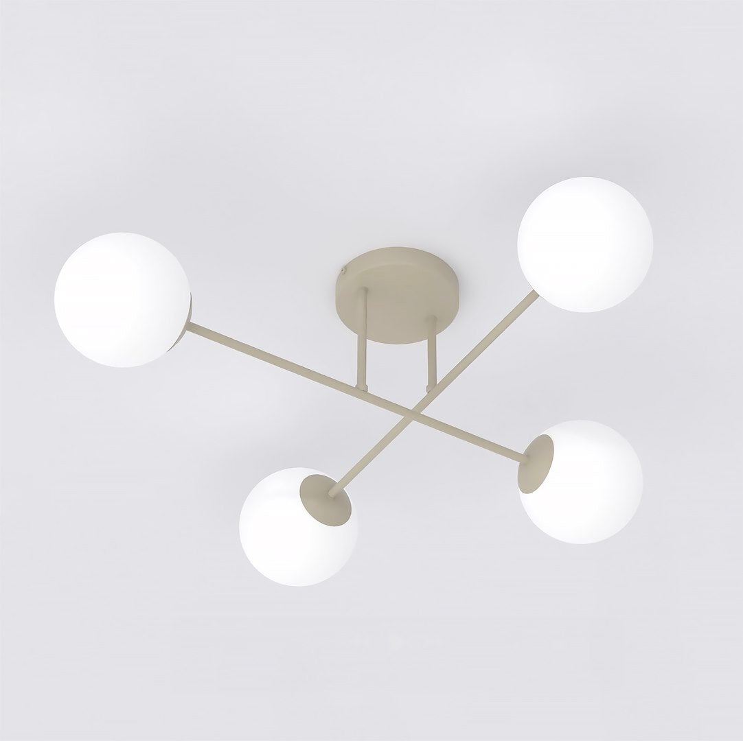 Plafonnier Roma 4 lumières beige, verre blanc