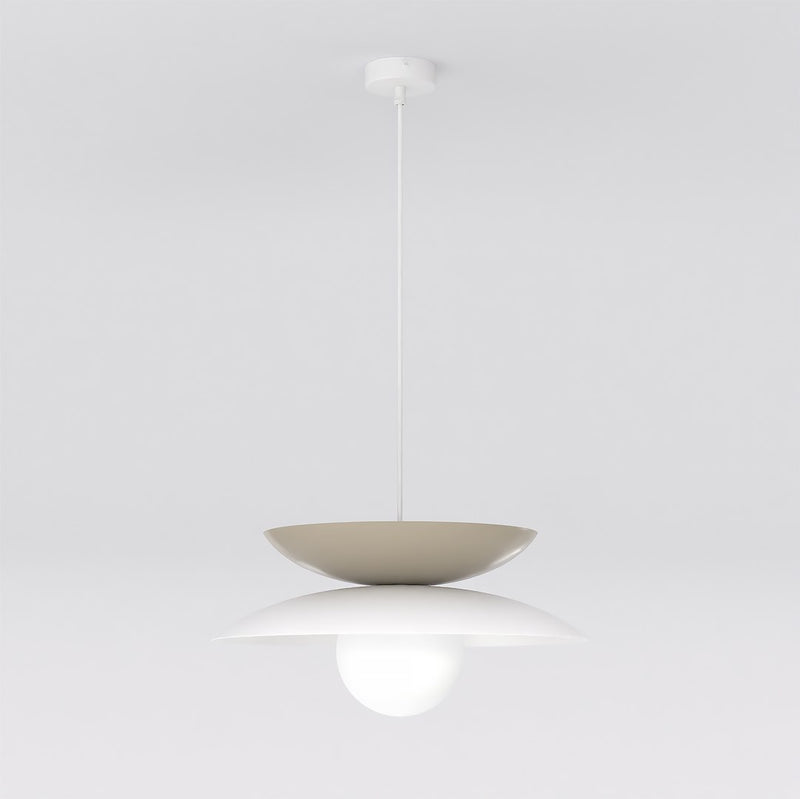 Suspension Nagoya noire et beige, verre blanc