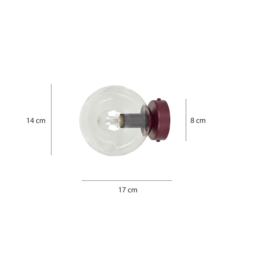 Schéma des dimensions de l'applique avec mesures 14, 17 et 8 cm