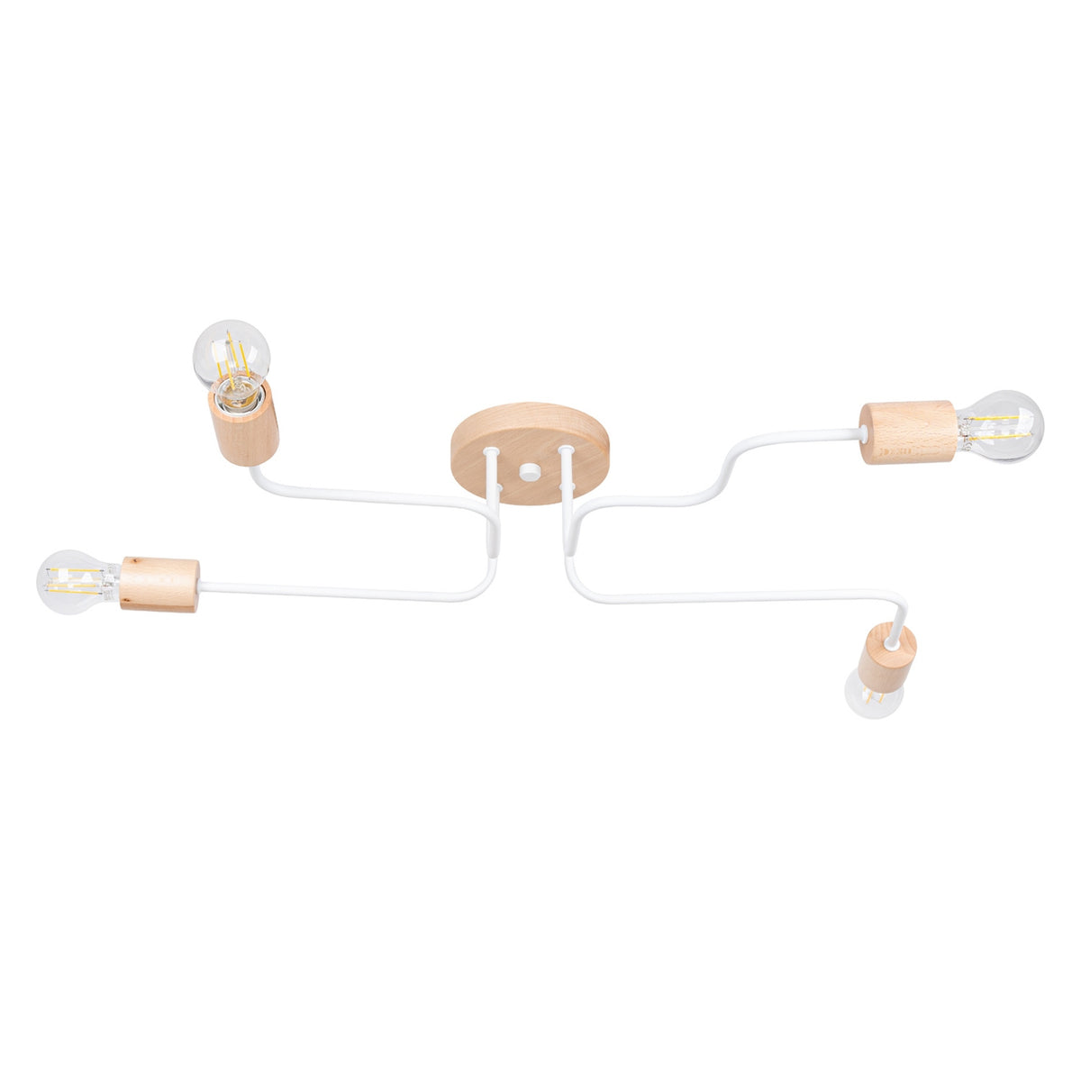 Lustre TIMBO 4 Blanc / bois naturel