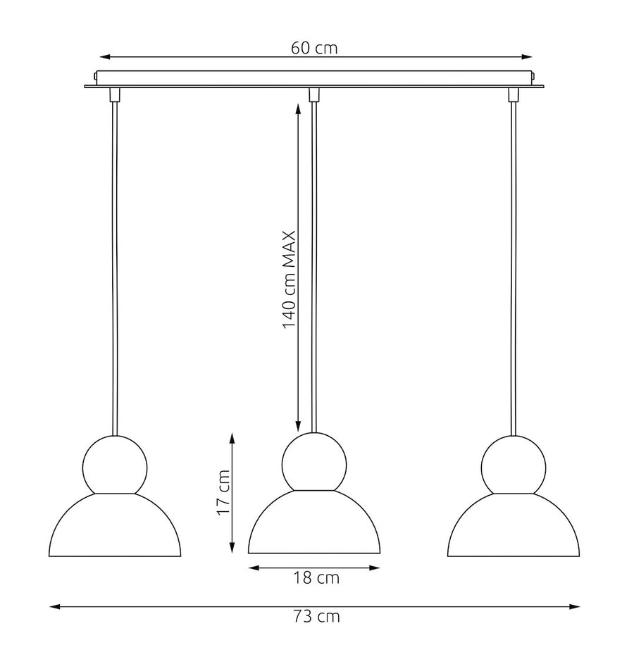 Suspension Kaki 3 lumières beige, bois