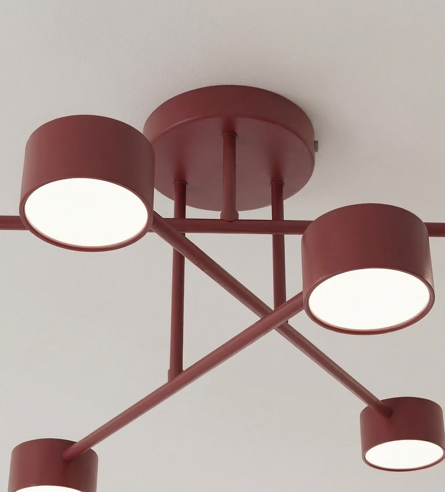 Plafonnier Halo 6 lumières bordeaux