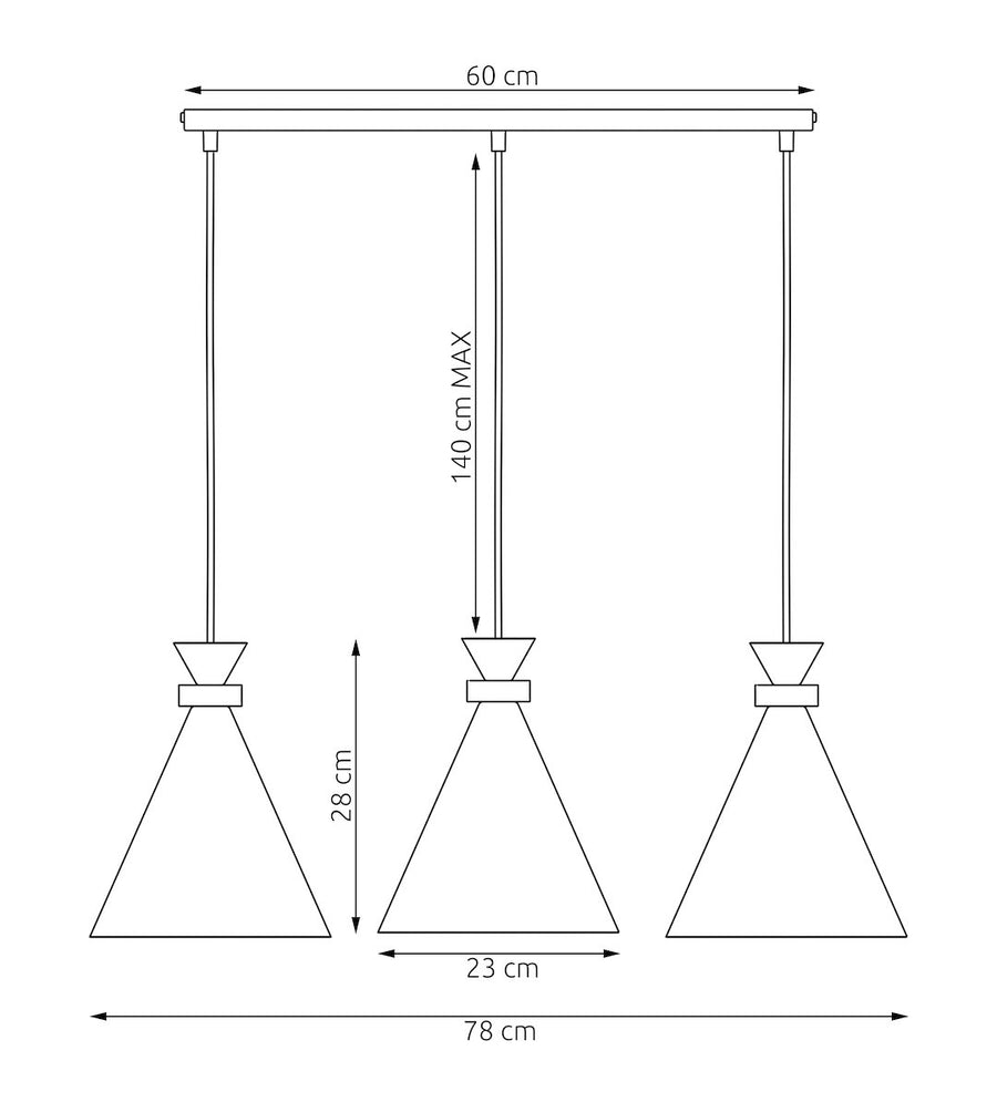 Suspension Zero 3 lumières beige, bois